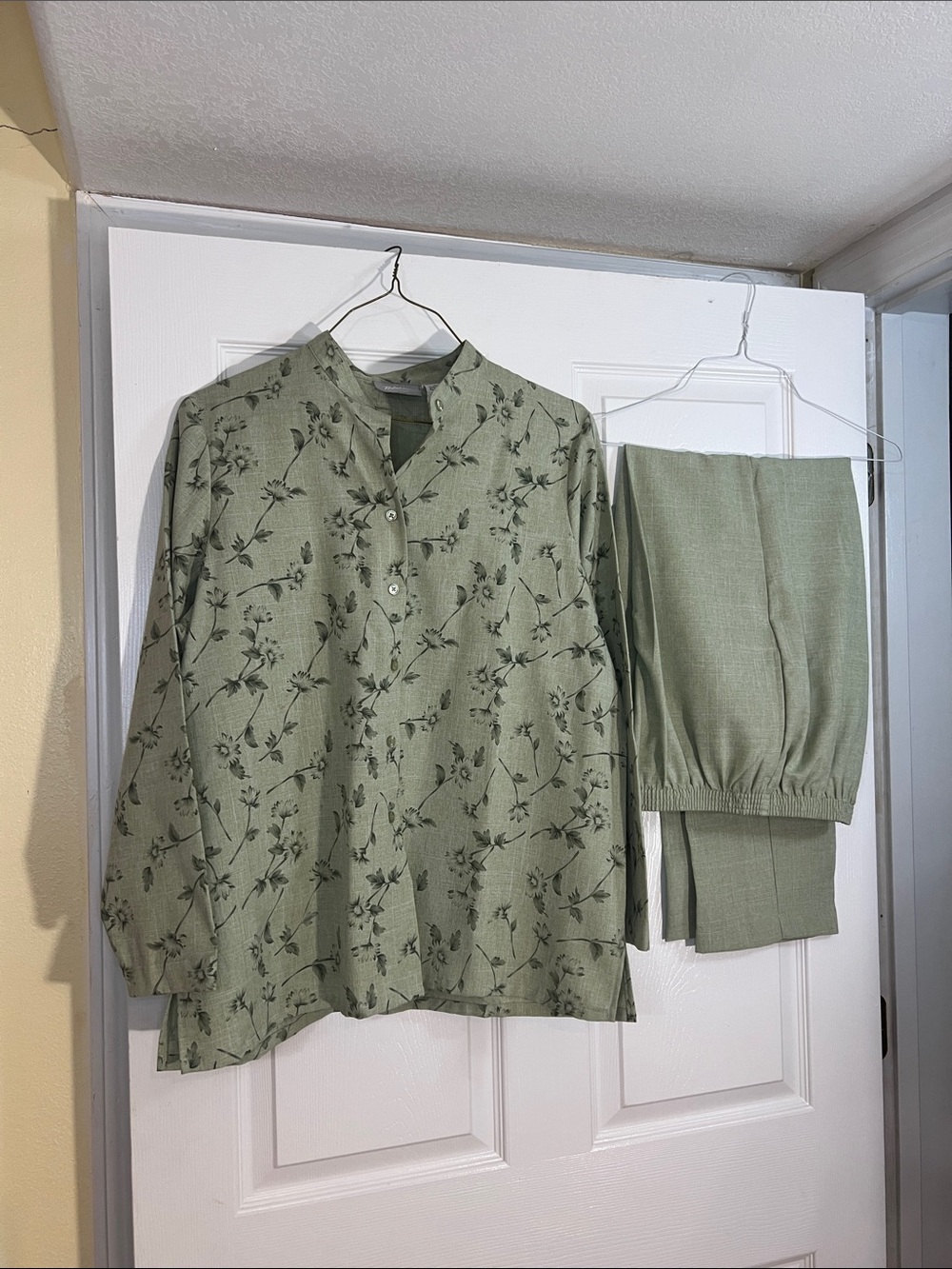 Blair Sage Green Floral Tunic and Pants Set